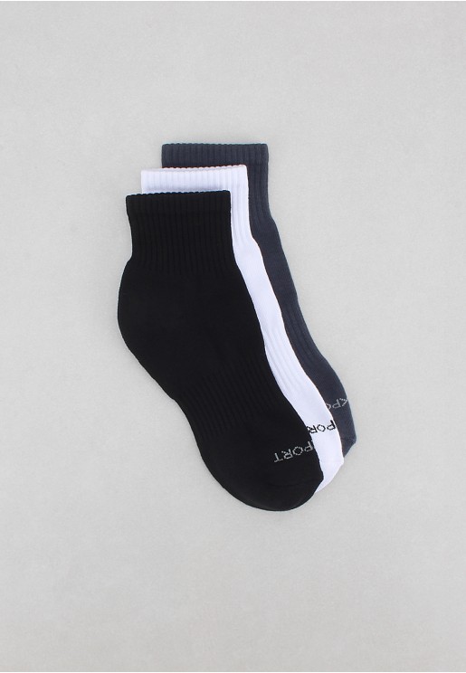 Rockport Men 3 Packs Mid Cut Socks Black White