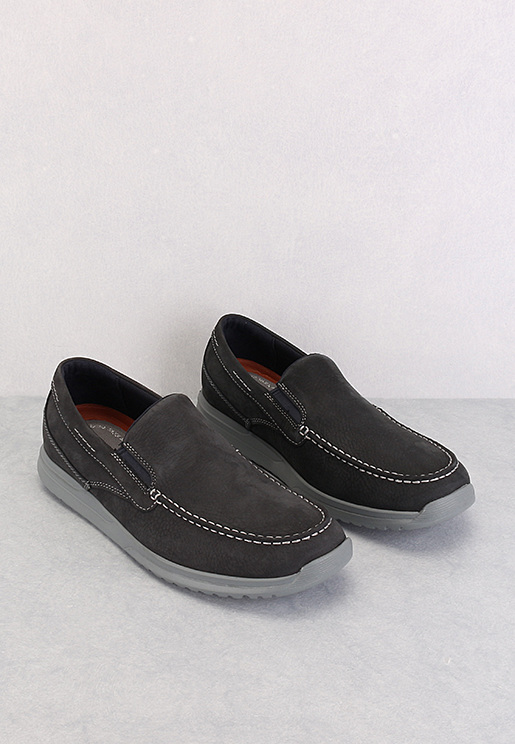 Rockport Men's Langdom Moc Toe So Slip On Shoes Dark Gray