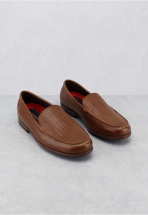 Rockport Men's Cll2 Venetian Cognac Woven Slip On Shoes Brown