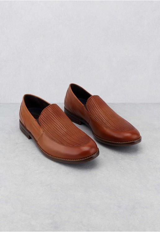 Rockport Men's Sp3 Venetian Cognac Woven Slip On Shoes Brown